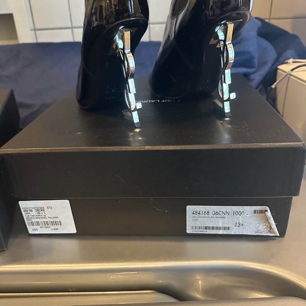 Saint Laurent high heel leater up Vernice New/Nikel Palladio Nero boot - Picture 3 of 3